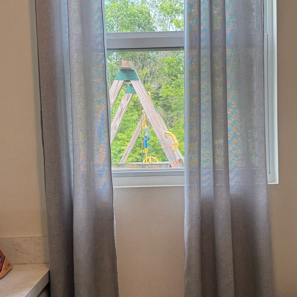 Gray Semi-Sheer Floor-Length Curtains